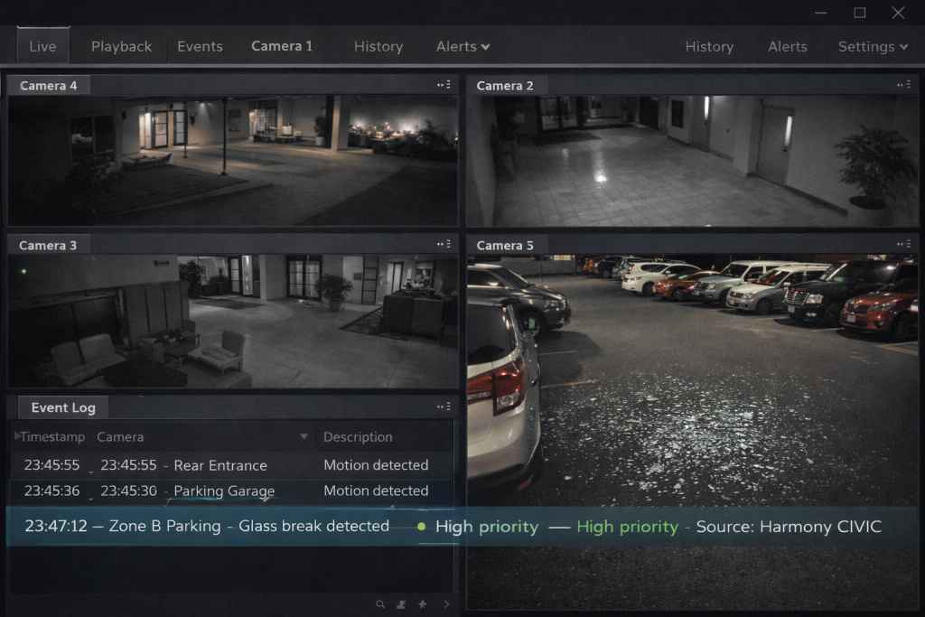 Security sound alerts sound recognition smart triggers alerts intergration